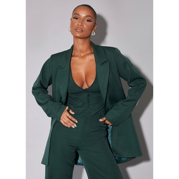 PLT Dark Green Woven Oversized Suit Jacket - Picture 1 of 3